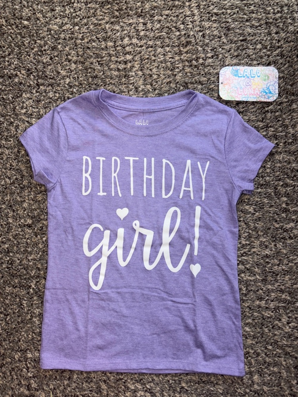 Girls 5T Lavender Birthday Girl Short Sleeve Tee